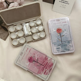 Vintage Fantasy Rose Colored Contact Lens Case